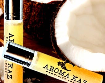 Aceite aromático de coco fresco en roll-on: vegano, sin alcohol y sin crueldad animal.