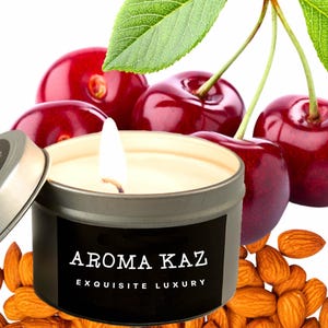 Cherry Almond Tin Candle | Eco Soy Wax | Hand Poured Home Fragrance