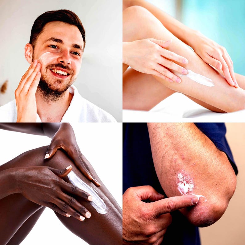 Vegan body hand cream being applied to skin on face legs and arms hydrating moisturizer for dry sensitive skin cruelty free skincare