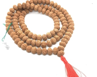 10 Mukhi Rudraksha Mala, 108+1 Genuine Ten facet Rudraksha beads, Long Tassel Mala, Beautiful Mala, Natural beads Japa Mala Yoga OM beads