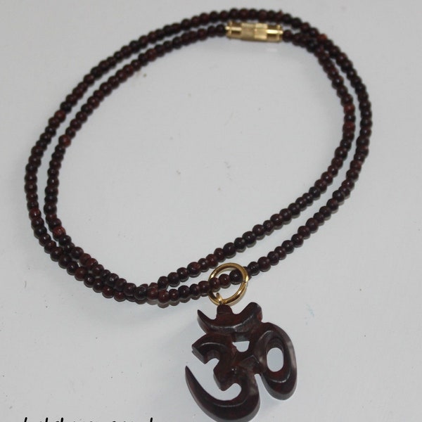 Wooden Om necklace - Om symbol necklace - Tibetan OM Choker - Yoga jewellery - Spiritual jewellery - Yoga necklace, Zen Gift Mantra Choker