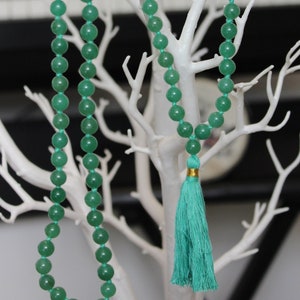 Natural Green Aventurine Mala Green Aventurine Necklace 8mm 1081 Knotted Green Aventurine Mala Beads Healing Crystal Japa Mala image 1