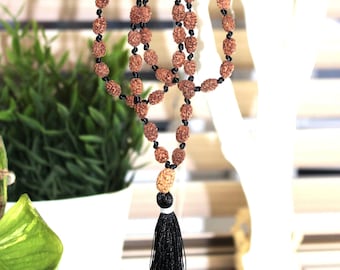 3 Mukhi Rudraksha Mala, 108+1 Genuine Rudraksha beads, Long Tassel Mala, Beautiful Mala, Natural beads, Rudraksh Mala, Japa Prayer beads