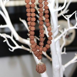 PATHARI Rudraksha bead mala Neckalce Collector 5 Mukhi pendant, Mahadeva yoga jewelry, Rudraksh Pendant Mala, Protection Shiva Japa mala