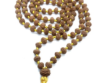 7 Mukhi Rudraksha Mala, Genuine Java Beads, Yoga Japa Mala