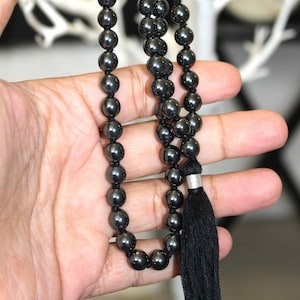 Raksha- Hematite Mala 8MM, Hematite Necklace 108 Mala Beads, Statement Necklace, Gift For Yoga Lover, Natural Hematite Protection Stone Mala