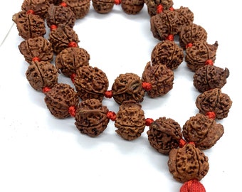 Ganesha Rudraksha Mala Kantha - Beads with Trunk - Nepal Siddha Mala 32 +1 Rudraksh Beads - Ganesh Rudraksha Mala - Rudraksha Collector Mala