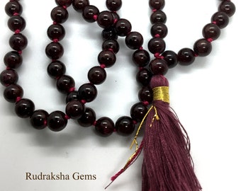 Garnet Mala Necklace | Mala Beads | 108 Mala Beads | Mala Jewelry | Prayer Beads | Meditation Beads | Boho Jewelry | Raw Garnet | Birthstone