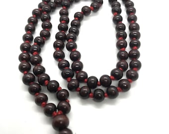 Red sandalwood 100 + 1 Beads 6mm japa Mala Dark Red chandan japa mala hindu meditation yoga jap mala, One Hundred beads mala Rosary