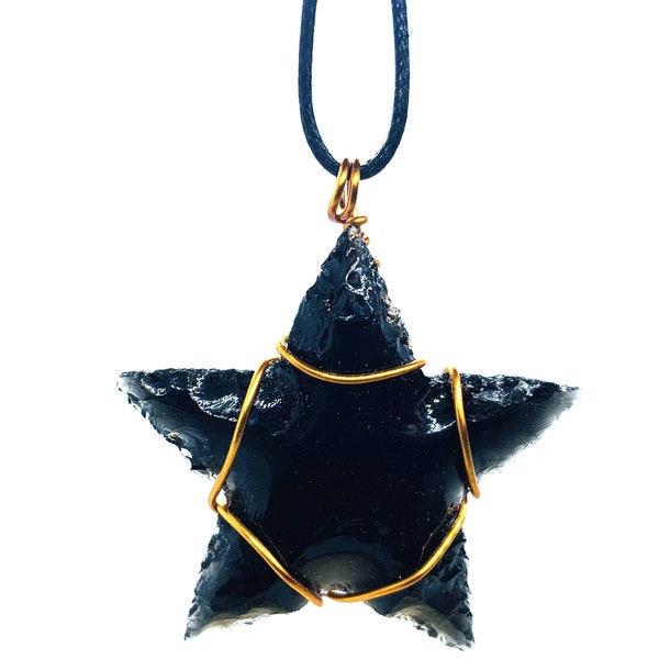 Black obsidian Reiki Energy Charged crystal STAR SHAPE Pendant, Crystal pendant, EMF protection, energy purifier, Protection Reiki Necklace