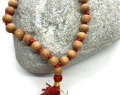 Sandalwood Mala Bracelet 8 mm 27 Beads Prayer Mala, Knotted Sandalwood Bracelet Quarter Mala, Buddhist Tibetan Meditation Wrist Mala Rosary