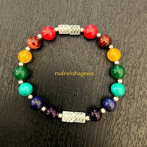 Bransoletka 7 czakr, czakry, naturalne kryształy lecznicze, bransoletka mandala, bransoletka joga, opaska na nadgarstek do medytacji, ulotka z znaczeniem, oryginalna