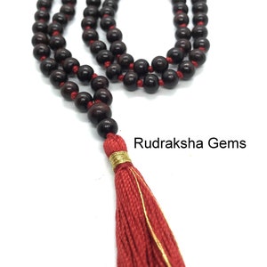 Red sandalwood 100 1 Beads 6mm japa Mala Dark Red chandan japa mala hindu meditation yoga jap mala, One Hundred beads mala Rosary image 2