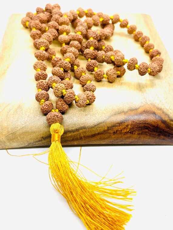 Rudraksha Buddhist Mala Beads Necklace with Black Tassels - One Tribe  Apparel