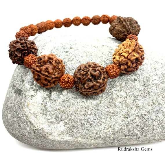 5 Mukhi Rudraksha Bracelet Rudraksh Bracelet Wristband Yoga Hindu Meditation 
