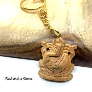 Ganesha sleutelhanger houten handgemaakte Ganesh olifant sleutelhanger olifant sleutelhanger eerste sleutelhanger, yoga sleutelhanger, welvaart & fortuin, hindoe-God