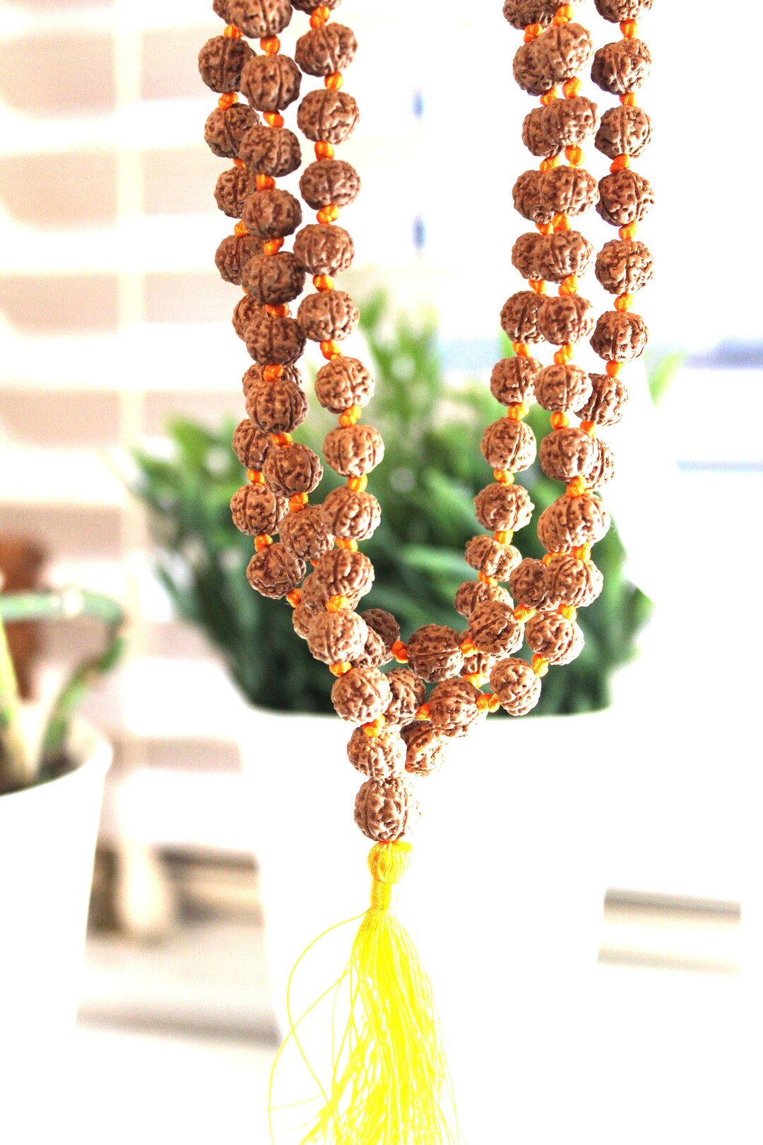 5 Mukhi Rudraksha Mala Bead - Shiva Pendant Necklace, Mahadeva Yoga Jewelry, Choker