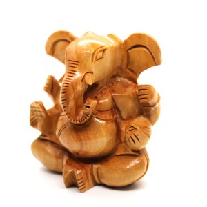 GANESHA Statue - Ganesh Wooden Idol - GANPATI Large 3" Wooden Hand ...