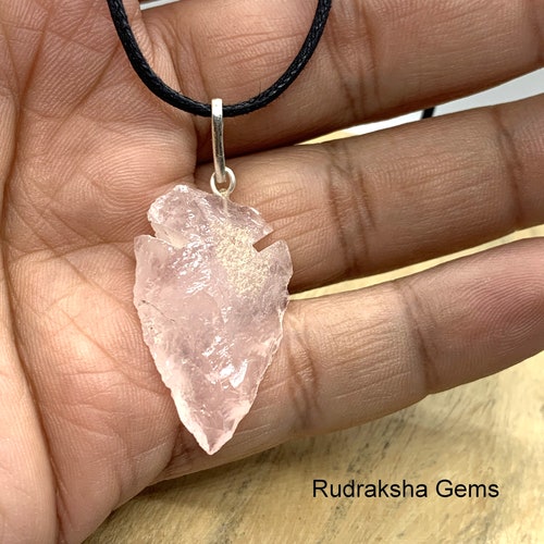 Rose Quartz Arrow Head Pendant Rose 