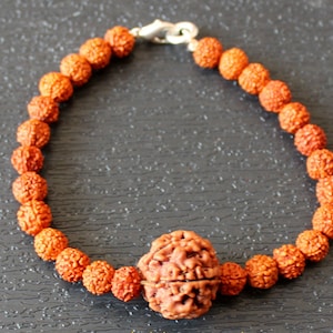 5 mukhi Rudraksha Bracelet, 5 face Rudraksha Bracelet, Genuine Rudraksha Beads, Custom size available, Five Face Shiva Rudraksh, Spiritual