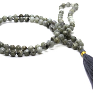 Labradorite Mala 108 knotted beads Jap Mala Beads 108, Mala Bead Necklace, Mala Necklace, Meditation Beads, Japa Mala, Buddhist Prayer Beads image 1