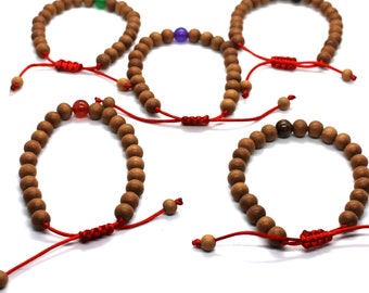 Sandalwood Bracelet, Fragrant Sandalwood Beaded Bracelet, Handmade Jewelry, Adjustable cord Bracelet, Bead Bracelet, Gifts for him her,