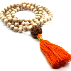 Tulsi Japa Mala, Mala bead, Tulsi mala, 108 beads Tulsi Necklace, Rudraksha Guru bead Premium mala, Prayer beads, Mala Necklace, Mala Kette
