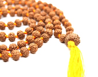 13 Mukhi Rudraksh THIRTEEN MUKHI GURU bead Rudraksha Mala with 108 Beads 5 mukhi Japa Rosary Hand made premium Tassel mala - Yoga Meditation