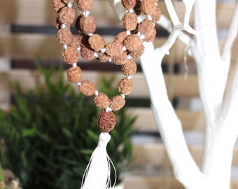 4 Mukhi Rudraksha Mala, 108+1 Genuine Rudraksha beads, Long Tassel Mala, Beautiful Mala, Natural beads, Rudraksh Mala, Japa Prayer beads