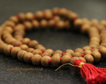 Sandalwood mala 6mm 8 mm 108 rosary, sandalwood japa mala necklace, mens necklace, wood bead, hindu meditation buddhist tibetan prayer beads