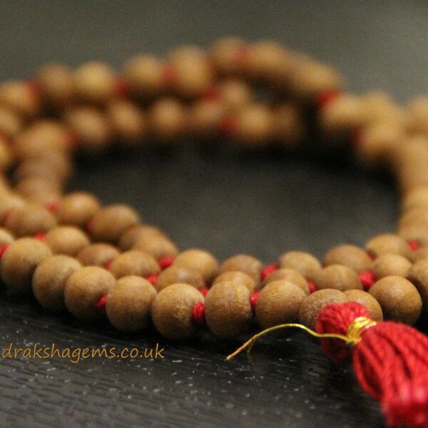 Sandalwood mala 6mm 8 mm 108 rosary, sandalwood japa mala necklace, mens necklace, wood bead, hindu meditation buddhist tibetan prayer beads