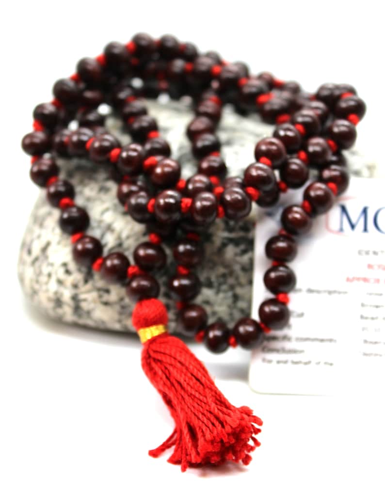 Lab Certified Rosewood Knotted Mala 1081 Beads Handmade Rosewood Mala necklace meditation prayer beads 8 MM Rosewood Mala Knotted Mala image 5