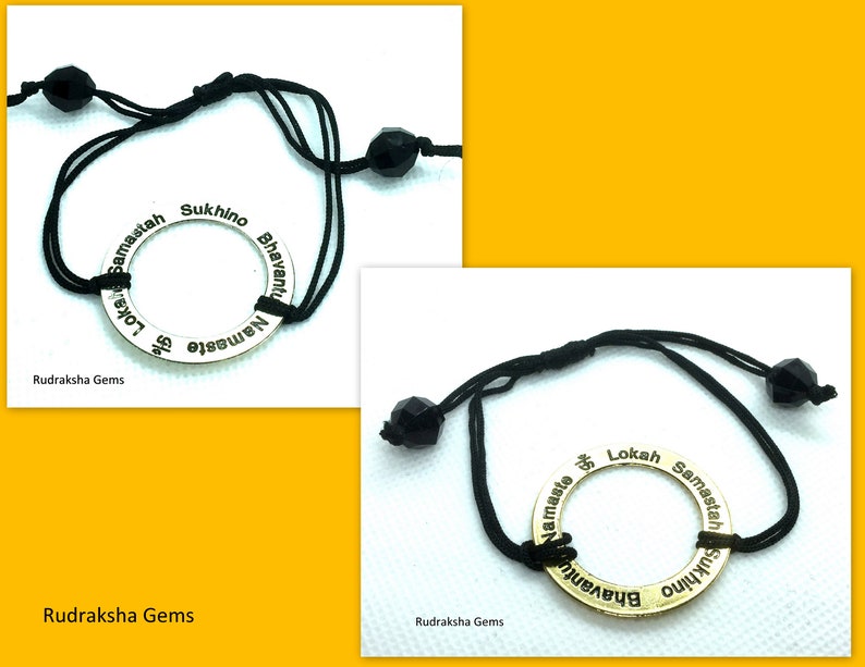 Yoga Mantra Bracelet, Om Lokah Samastah Sukhino Bhavantu Bracelet, PEACE Mantra Healing Metal YOGA SOUL Jewellery Jewelry, Handmade Wristand image 1