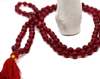 Red Agate Necklace, Tassel mala, Prayer Necklace, 108 Mala Beads, Red Agate 6mm Mala, Statement Necklace, Yoga Gifts, Spiritual Mala