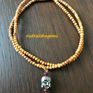 Wooden Buddha necklace - Buddha necklace - Tibetan Choker - Yoga jewellery - Rose wood choker - Buddha pendant necklace, Zen Gift Choker