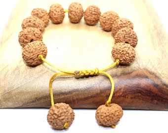 Ten Mukhi Bracelet, 10 Mukhi Rudraksha Bracelet, Yoga Gifts, Handmade Armlet, Stretch cord Bracelet, 10 face Indonesian Rudraksha Bracelet