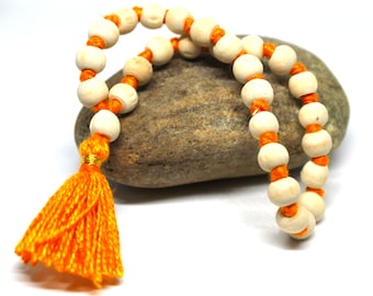 Krishna Tulsi Wrist Mala Bracelet, Knotted Prayer Beads