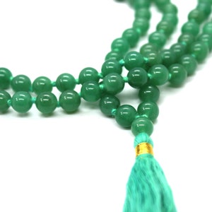 Natural Green Aventurine Mala Green Aventurine Necklace 8mm 1081 Knotted Green Aventurine Mala Beads Healing Crystal Japa Mala image 4