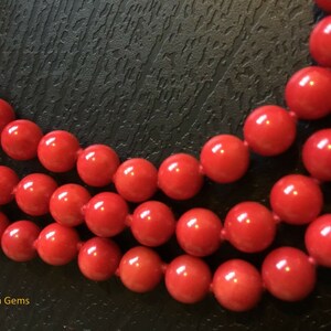 Hand Knotted Mala/ Red Coral Mala Necklace with Tassel /Natural Red Coral Mala/ 7mm 108 beads mala/ yoga meditation mala/ Root Chakra Mala image 4