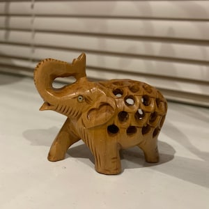 Beautiful Hand Carved Elephant, Wooden Elephant, Indian handicraft, gift, home decor, wooden art-Made with Solid Wood, Elephant figurine