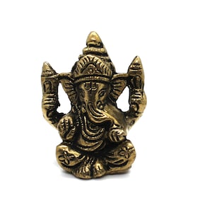Small Ganesha Statue in Brass, 5.5 CM Brass Ganesh Idol Small, Ganapati Murti, Vinayaka for Hindu God of good luck, success & new beginnings