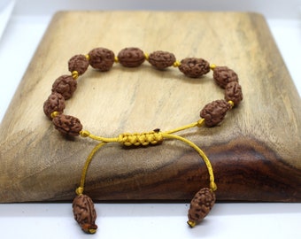 Twee Mukhi armband, 2 Mukhi Rudraksha armband, yoga geschenken, handgemaakte armlet, stretch koord armband, 2 gezicht Indonesische Rudraksha armband