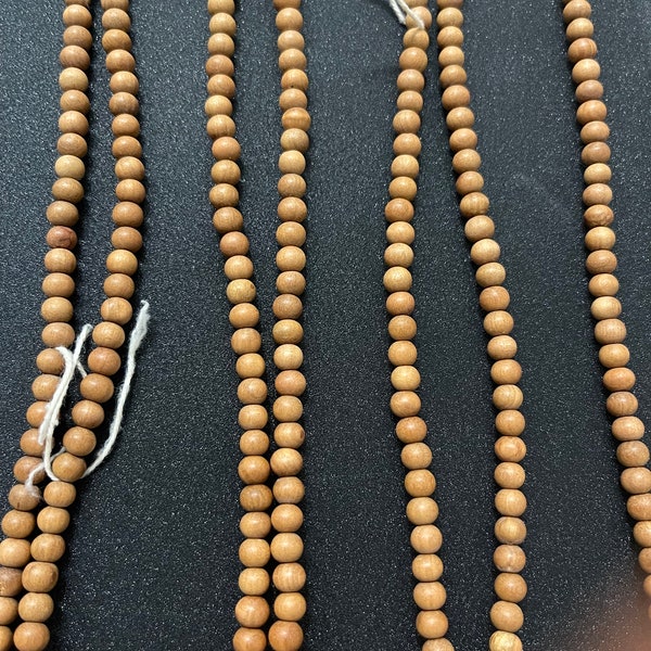 6 mm White Sandalwood loose beads - Natural Fragrant beads - Prayer meditation Yoga beads - Untreated unpolished Sandal wood Jewelry Making