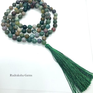CHALCEDONY MALA / Stone Necklace / Green Heart Chakra 108+1 Power Beads / Hindu Yoga Meditation Rosary / Gift for Him Her/ Mala Rosary