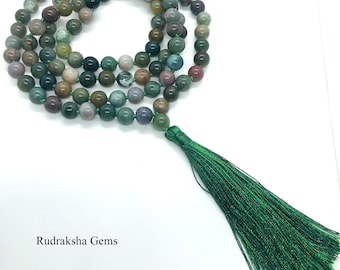 CHALCEDONY MALA / Stone Necklace / Green Heart Chakra 108+1 Power Beads / Hindu Yoga Meditation Rosary / Gift for Him Her/ Mala Rosary