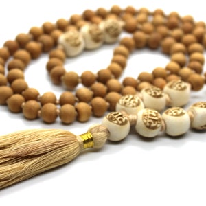 RAMA 108 Tulsi Holy Basil Kadam Hand Knotted Mala engraved Hare Rama japa mala beads Necklace ,Yoga Meditation, 8 mm Prayer Beads rosary Om