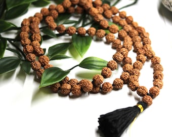 Five face Rudraksha Mala 108+1 Beads - Handmade 8MM Rudraksha Mala - Rudraksha Japa Mala 8MM - 5 Face Rudraksha Mala - lord Shiva Japa Mala