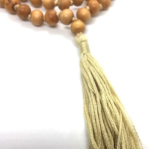 Natural Sandalwood Handmade Mala 1081 Beads Hindu Prayer Beads Mala Yoga Mediation Chandan Mala Handmade With Long Tassel, Sandal wood mala image 4