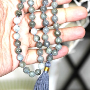 Labradorite Mala 108 knotted beads Jap Mala Beads 108, Mala Bead Necklace, Mala Necklace, Meditation Beads, Japa Mala, Buddhist Prayer Beads image 2