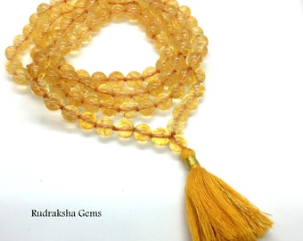 Citrine naturelle 8 mm, 108 perles de prière, chakra du plexus solaire, citrine 108 perles de prière bouddhistes, bracelet citrine, 108 perles mala